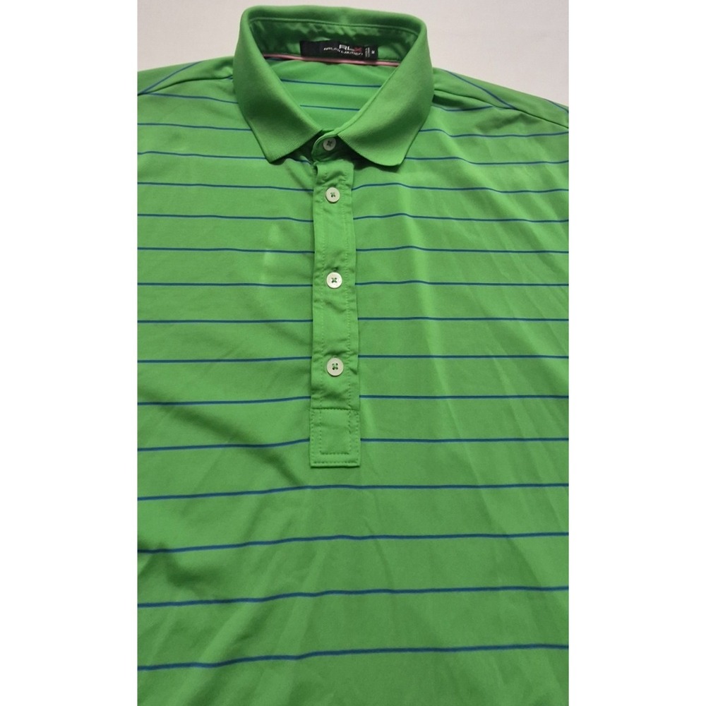 RLX Ralph Lauren men's green striped golf polo shirt Medium short sleeve outdoor - Picture 3 of 16